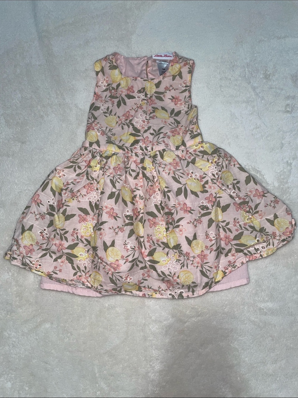 Little Lass Pink Lemon Floral Party Dress